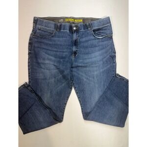 Lee Extreme Motion Mens Straight Fit Tapered Leg Jeans 44x32 Medium Wash Blue